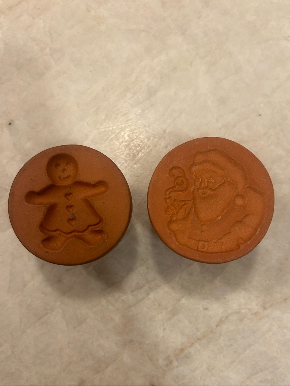 Vintage Christmas Terracotta Cookie Press Stamps – Santa & Gingerbread Man